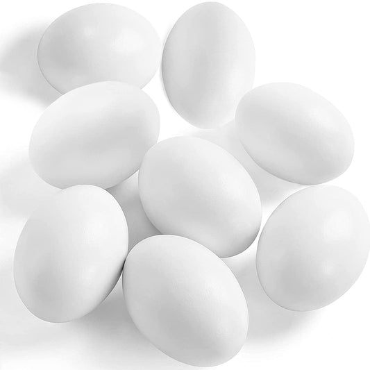 SallyFashion White Easter Eggs — 8 Wooden Eggs for Painting, Kids Kitchen Play & Decor