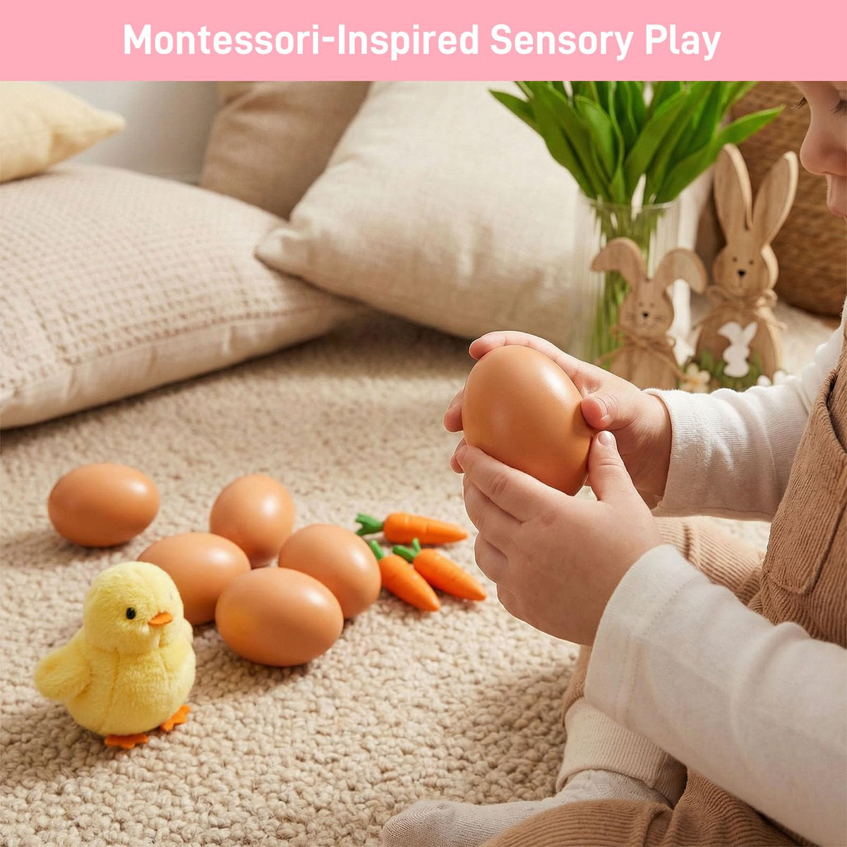 SallyFashion 8Pcs Wooden Fake Eggs – Realistic Nest Eggs, Decor & Play Set