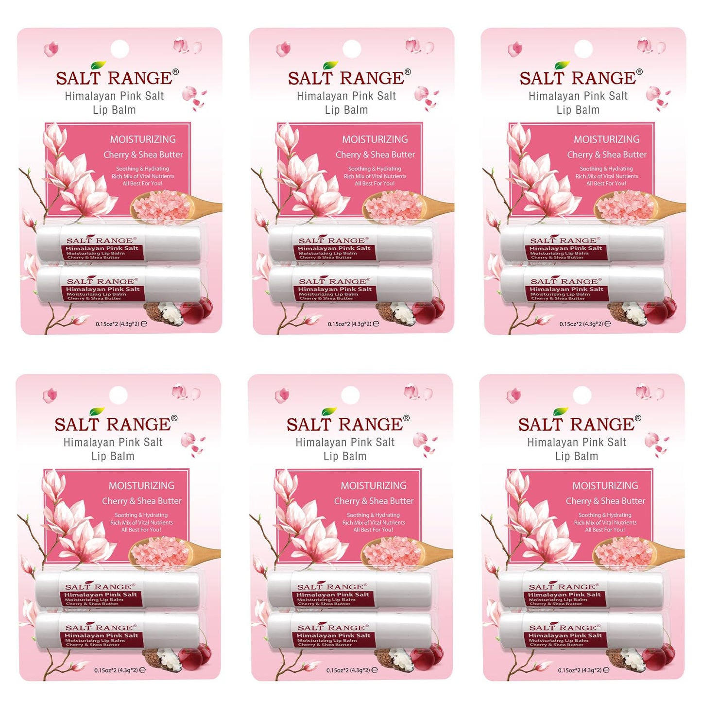 Salt Range Lip Balm with Cherry & Shea Butter — 12-Piece Organic Hydration