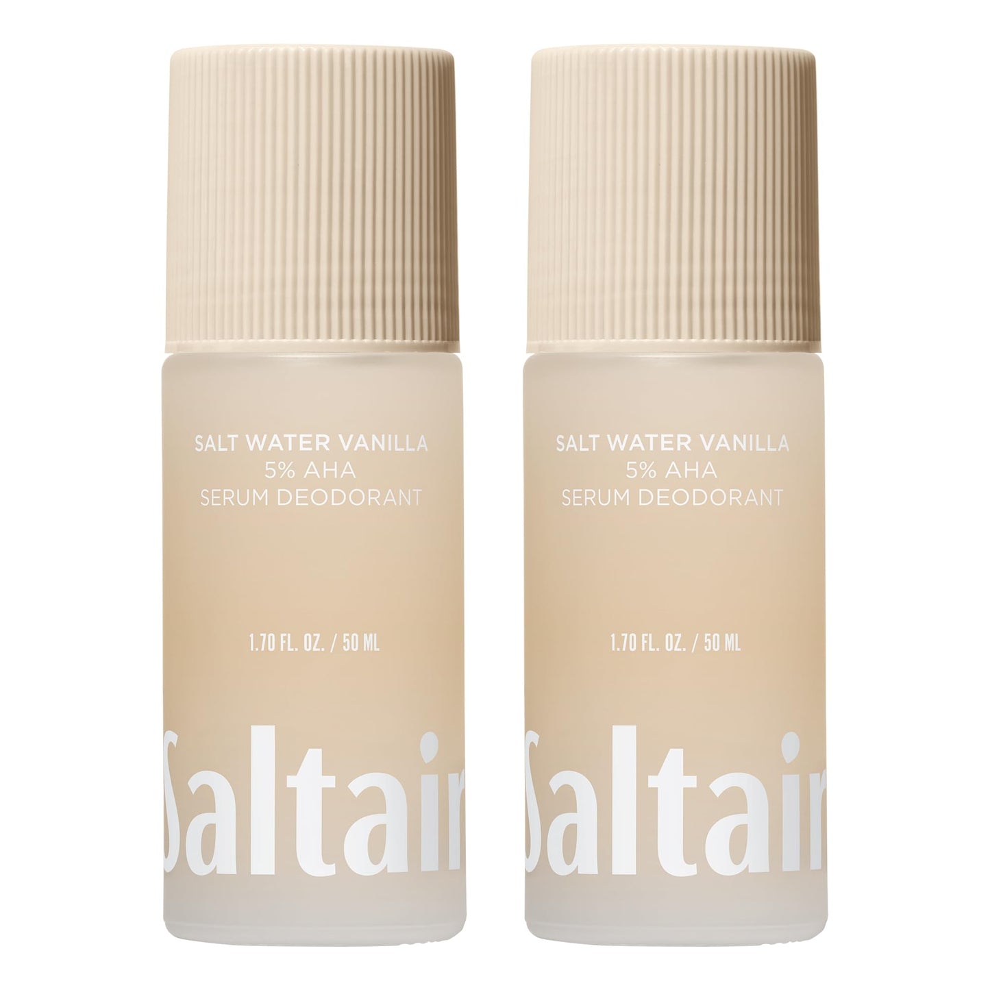 Saltair Serum Deodorant Salt Water Vanilla 2 Pack — 5% AHA Formula, Aluminum-Free Odor Control