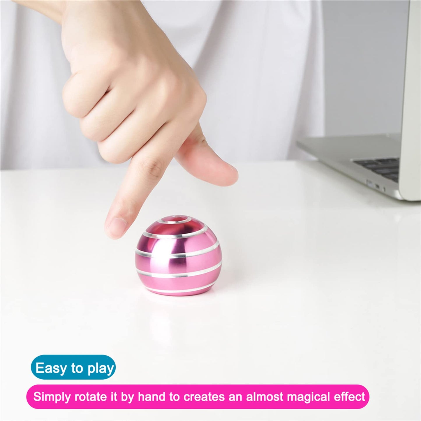 Samilalago Desk Fidget Toy – Kinetic Optical Illusion Spinner, Aluminum CNC Build, Battery-Free 1.45-inch Desk Gadget