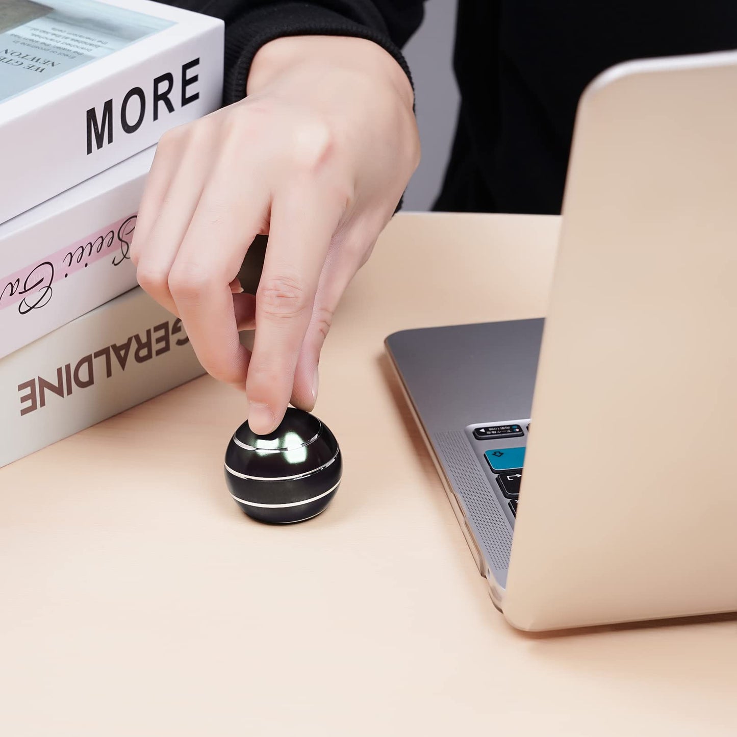 samilalago Desk Fidget Toy — Kinetic Spin, Aluminum CNC Build, Stress Relief & Optical Illusion Gift