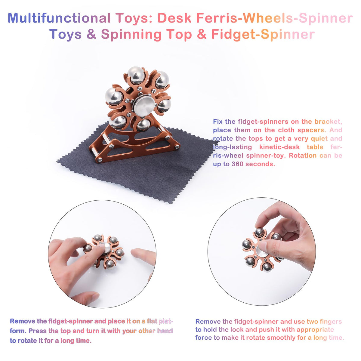 Samilalago Desk Fidget Toy – Metal Ferris-Wheels Spinner, Kinetic Desktop Toy for Focus