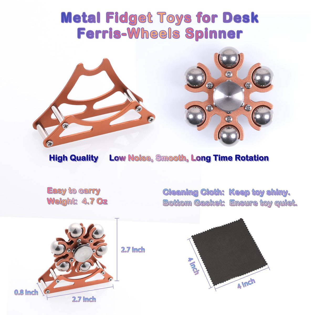Samilalago Desk Fidget Toy – Metal Ferris-Wheels Spinner, Kinetic Desktop Toy for Focus