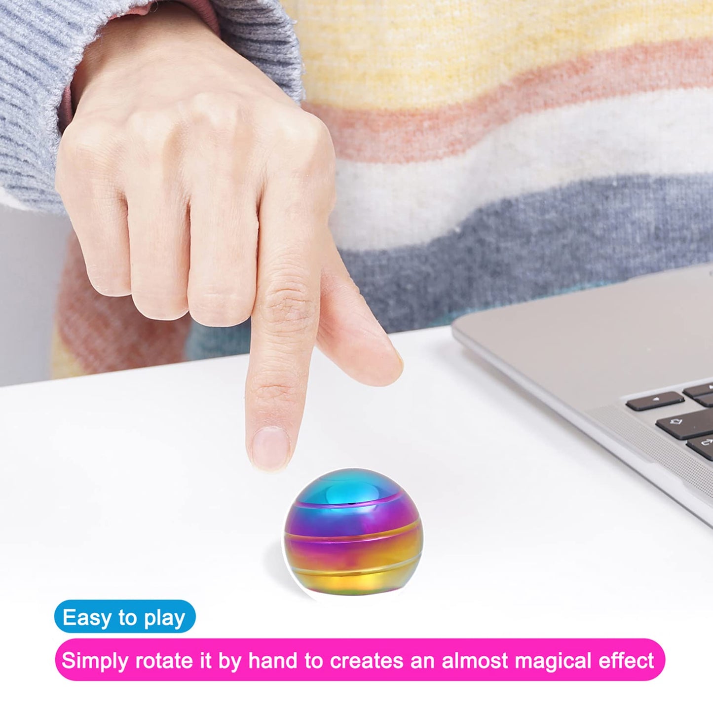 Samilalago Desk Fidget Toy – Kinetic Optical Illusion Spinner, 180s Spin, Focus & Relaxation