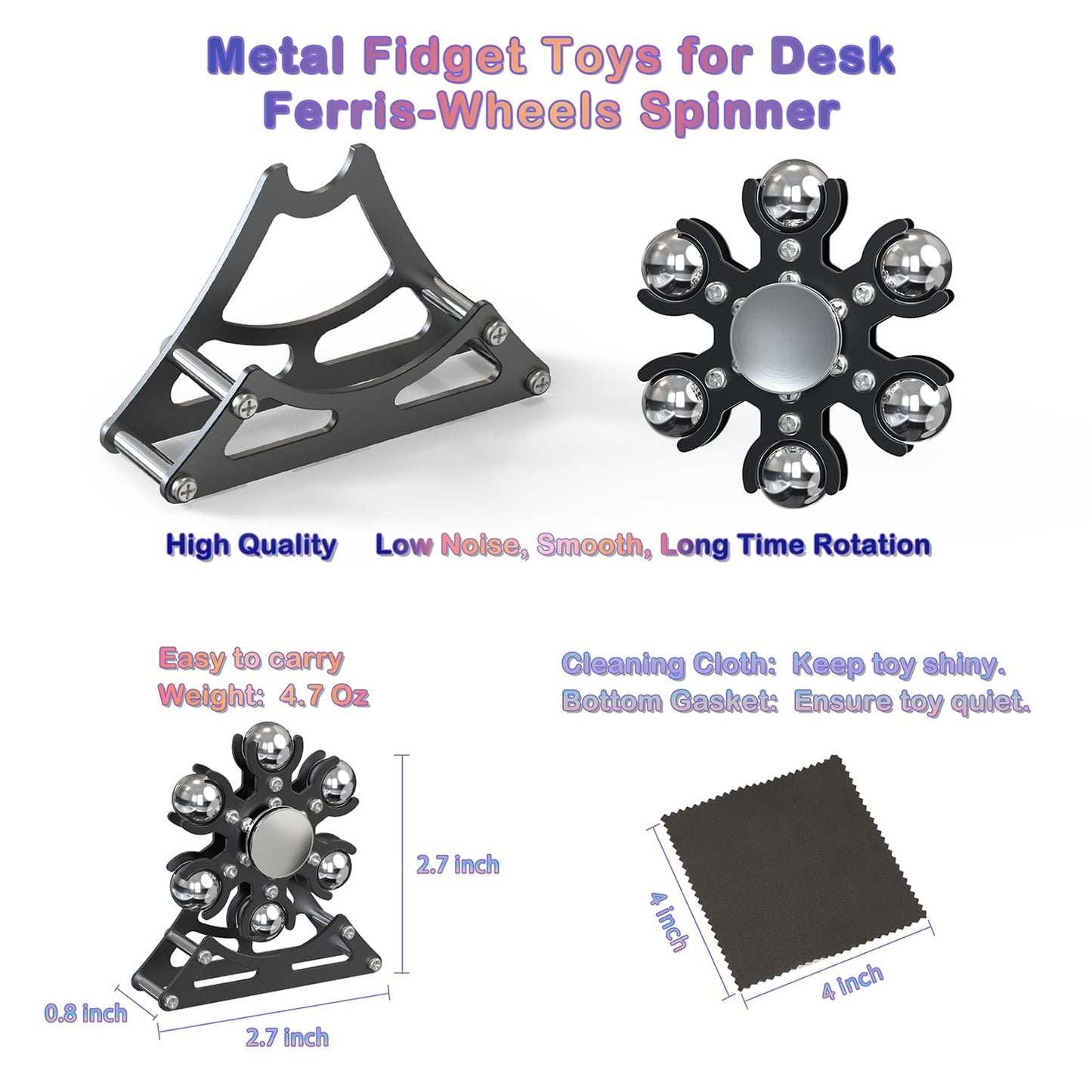 Samisoler Desk Ferris Wheels Spinner — 4-Min Kinetic Metal Fidget Toy for Focus & Portable Fun