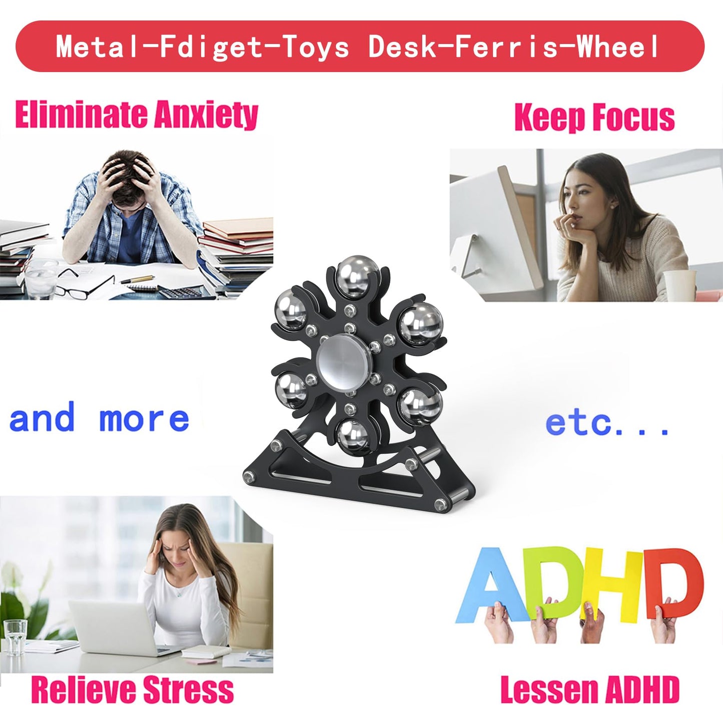Samisoler Desk Ferris Wheels Spinner — 4-Min Kinetic Metal Fidget Toy for Focus & Portable Fun
