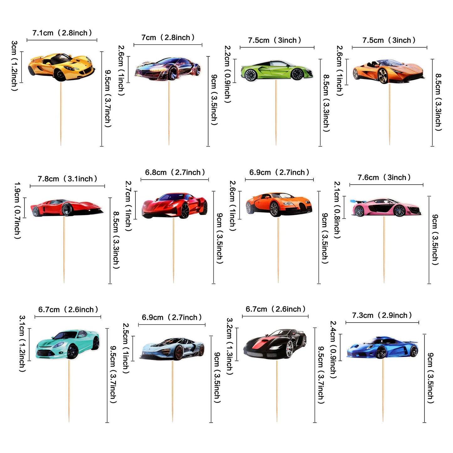 SAMOKA Racing Car Cupcake Toppers – 24 Pcs Rider Theme Cupcake Decorations for Baby Shower