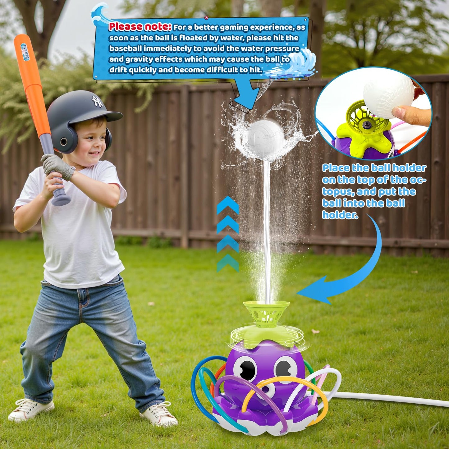 Samtop Water Sprinkler Baseball Toy for Kids | Outdoor Sprinkler & Baseball Game