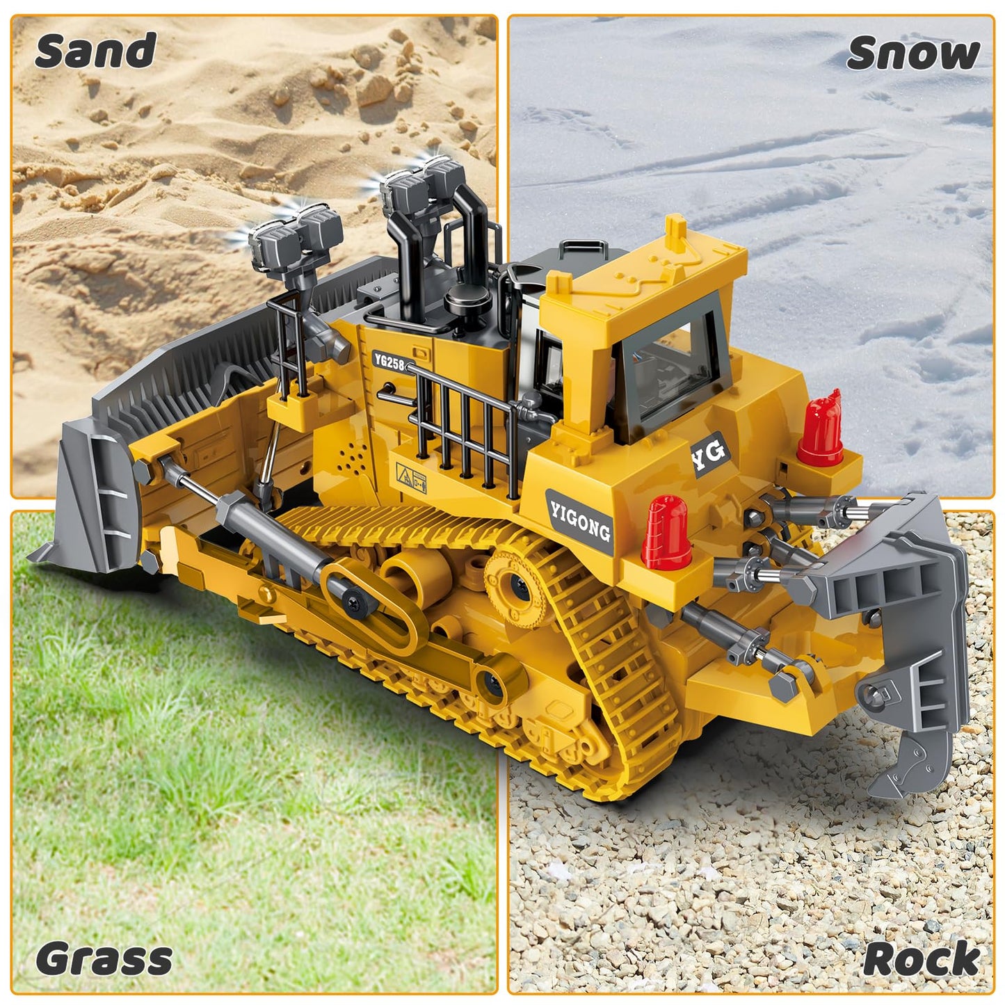 Samtop Rc Bulldozer Toys - Realistic 9-Channel 2.4GHz RC Loader with Light & Sound for Kids Aged 7-12