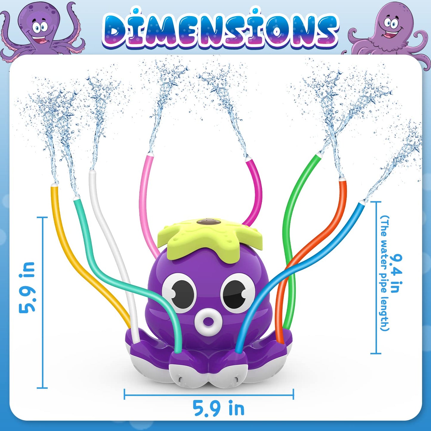 SAMTOP Octopus Water Sprinkler – 8 Wiggle Tubes, Garden Hose Attachment, Backyard Fun for Kids