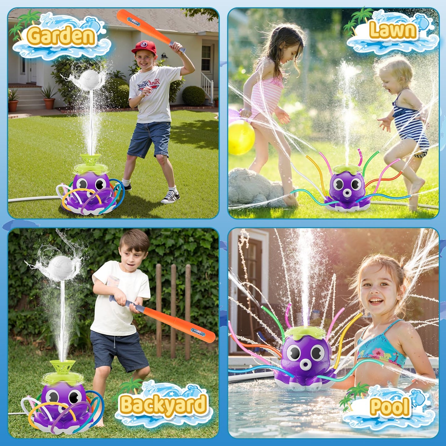 Samtop Water Sprinkler Baseball Toy for Kids | Outdoor Sprinkler & Baseball Game