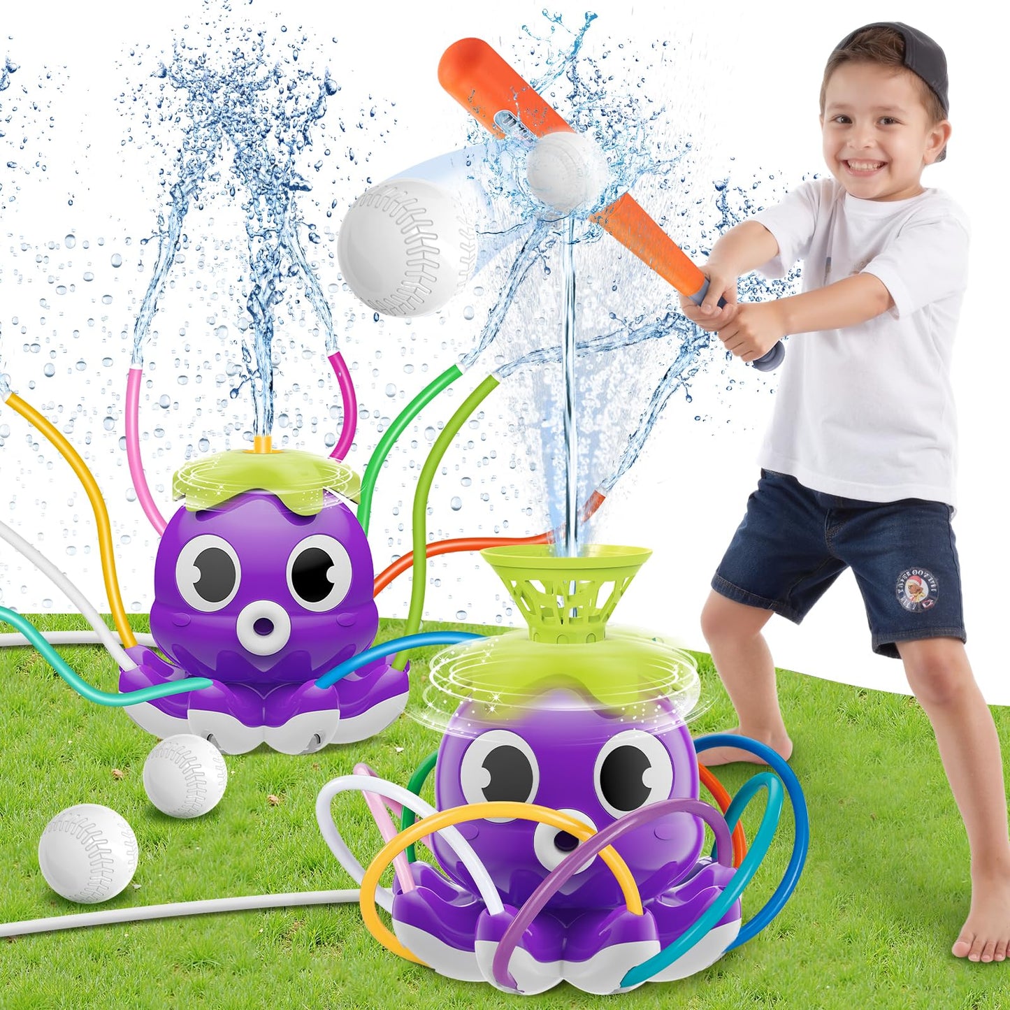 Samtop Water Sprinkler Baseball Toy for Kids | Outdoor Sprinkler & Baseball Game