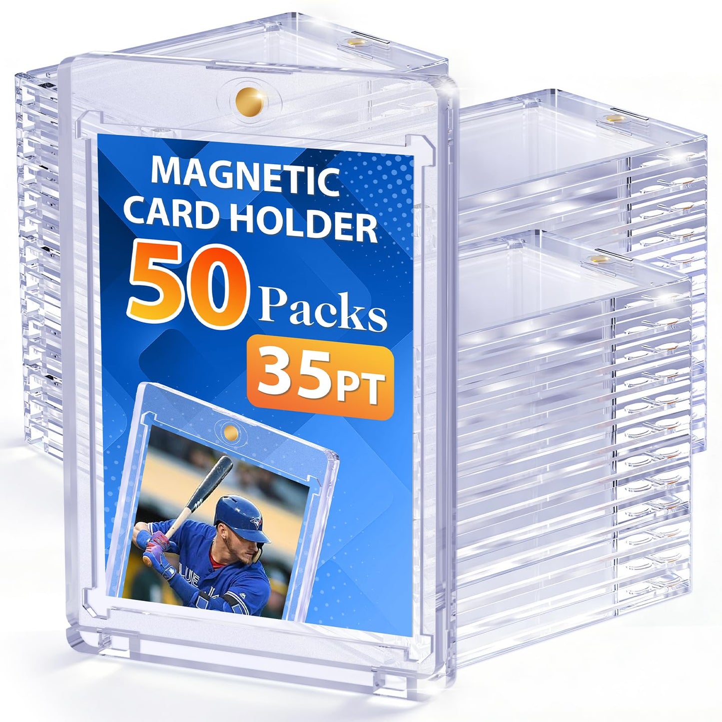 SAMYUCHO 50ct Magnetic Card Holders – 35pt UV-Protected MTG/TCG Display Cases