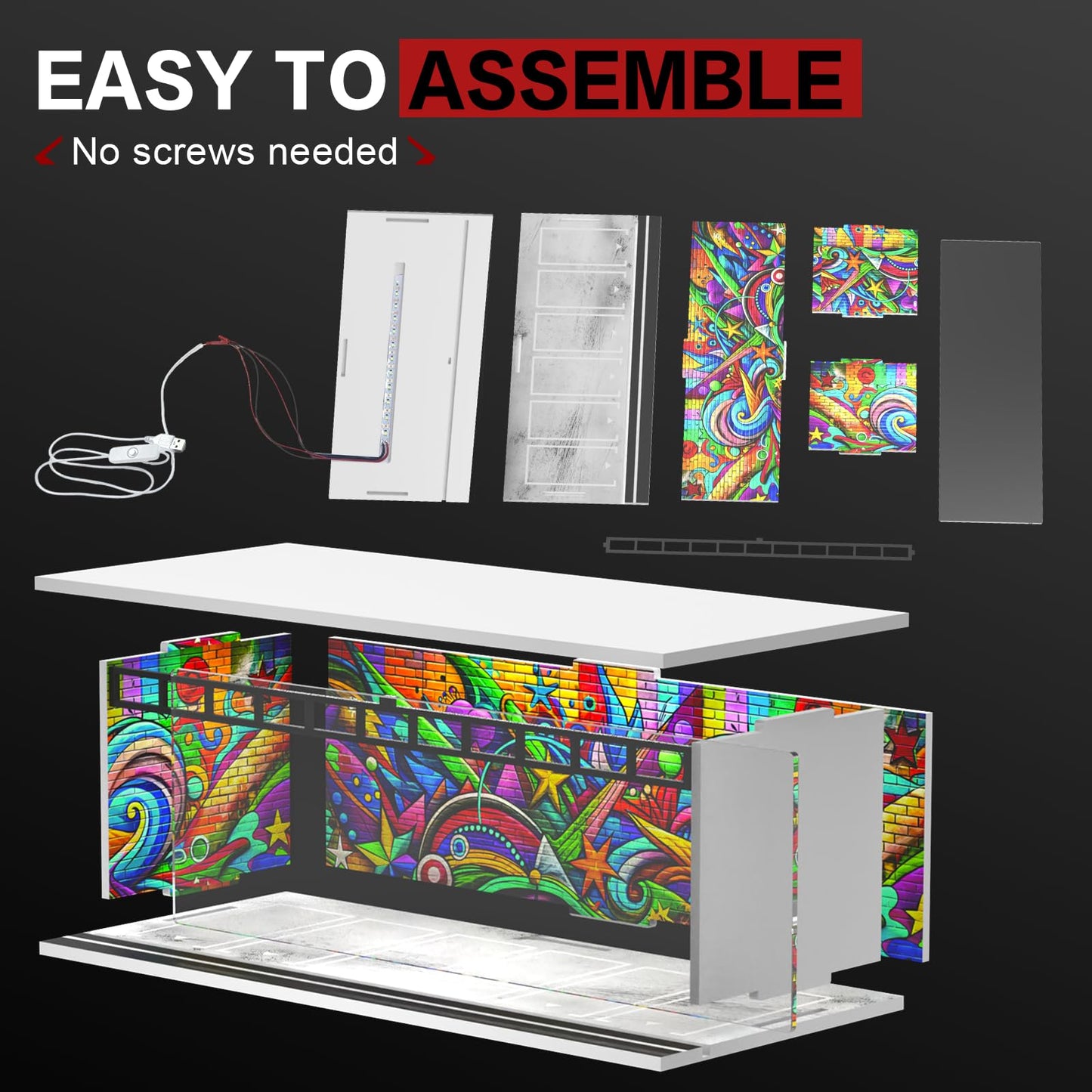 SAMYUCHO 1/64-Scale Diecast Display Case with LED Light – Stackable Acrylic Diorama for Cars
