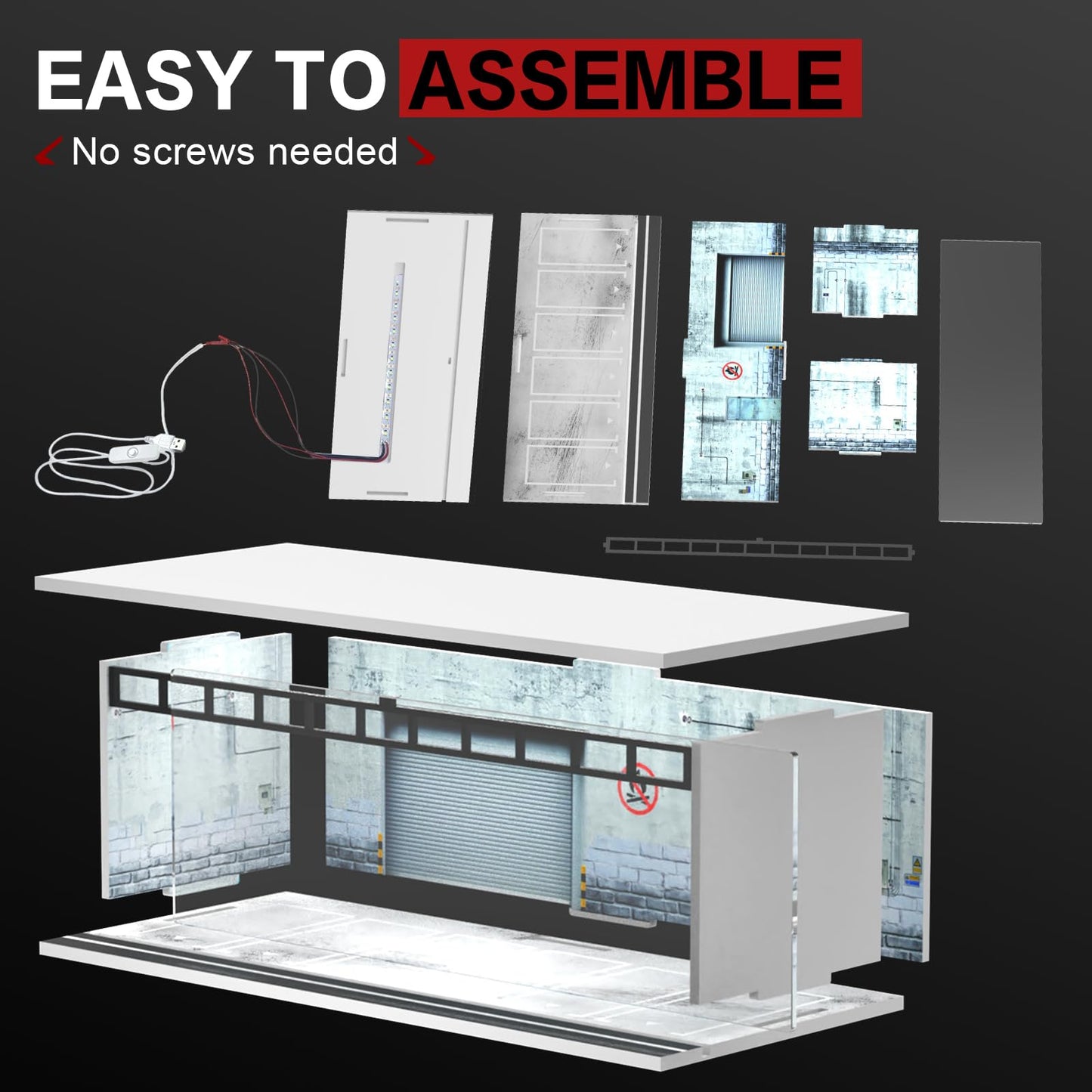 SAMYUCHO 1/64 Diecast Display Case with LED Light – Stackable Mini Garage for Cars