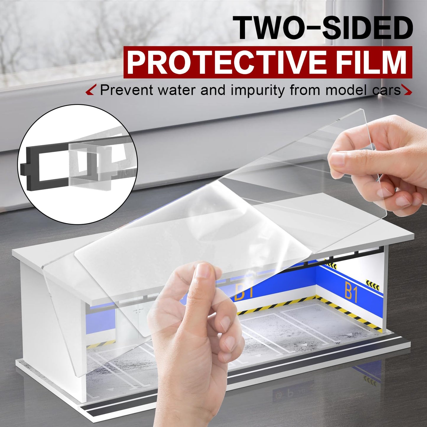 SAMYUCHO 1/64 Diecast Display Case with LED Light | Stackable Diorama for Hot Wheels & Matchbox Cars