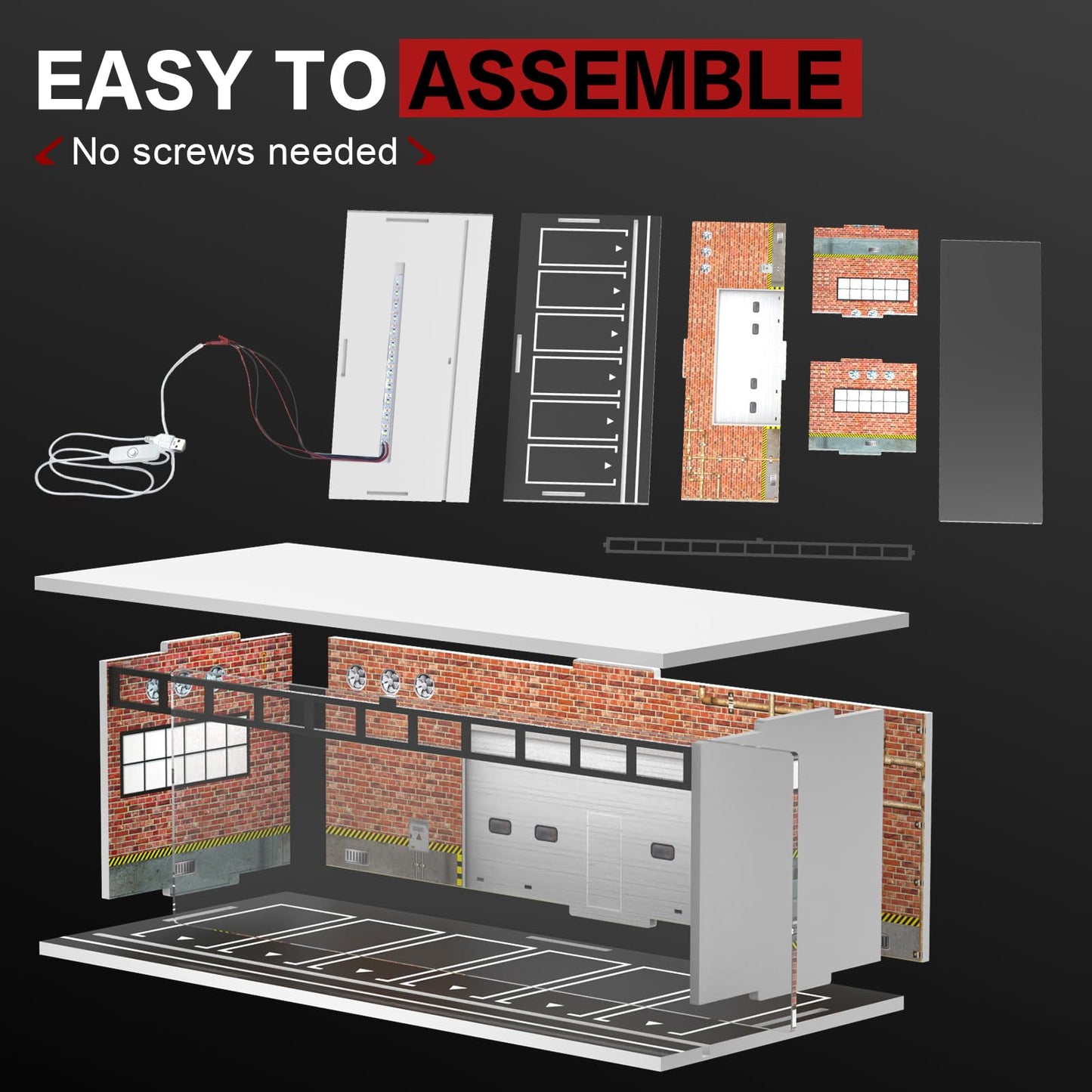 SAMYUCHO 1/64 Diecast Display Case with LED Light – Stackable Diorama for Hot Wheels & Matchbox