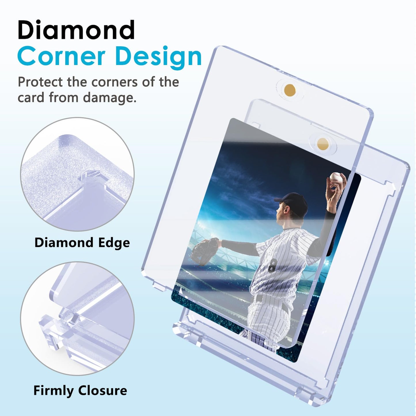 SAMYUCHO 100-Pack Magnetic Card Holders – 35pt Display Case Protectors for Trading Cards