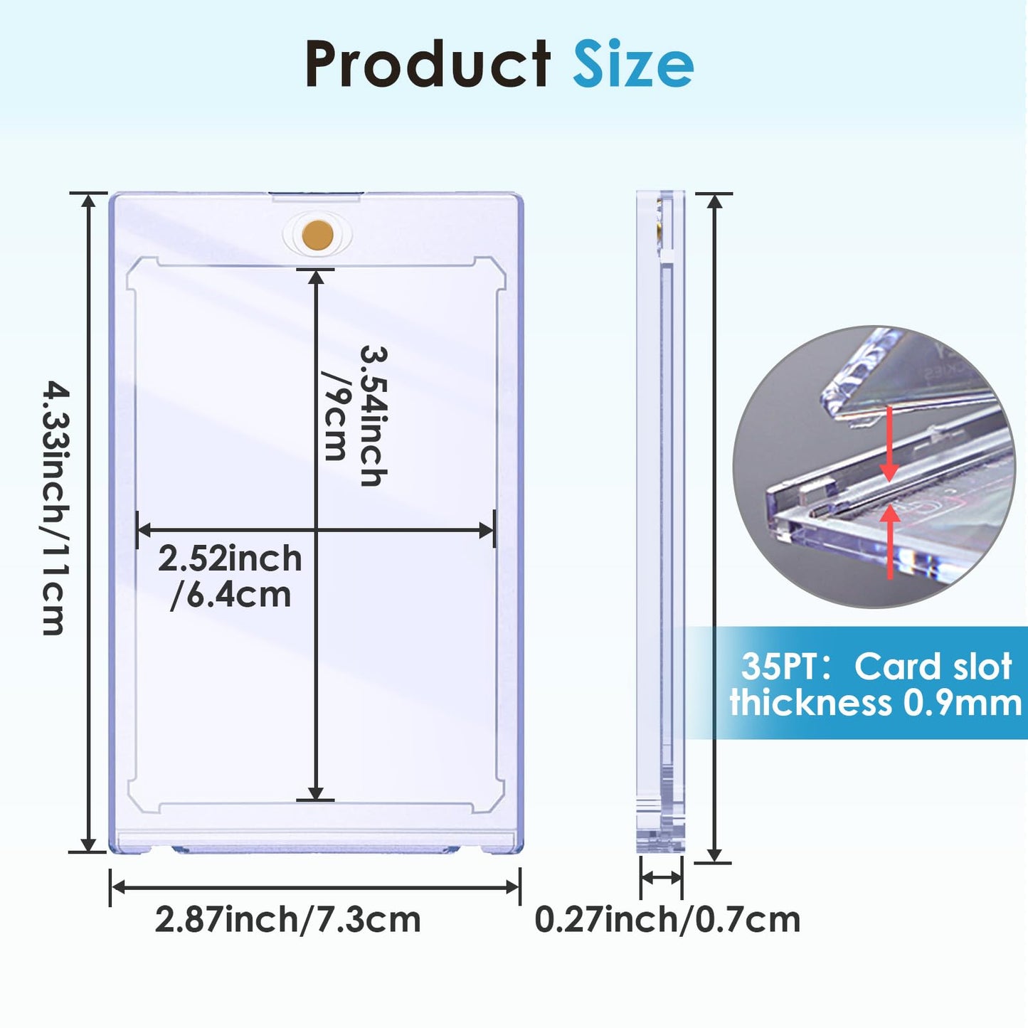 SAMYUCHO 100-Pack Magnetic Card Holders – 35pt Display Case Protectors for Trading Cards