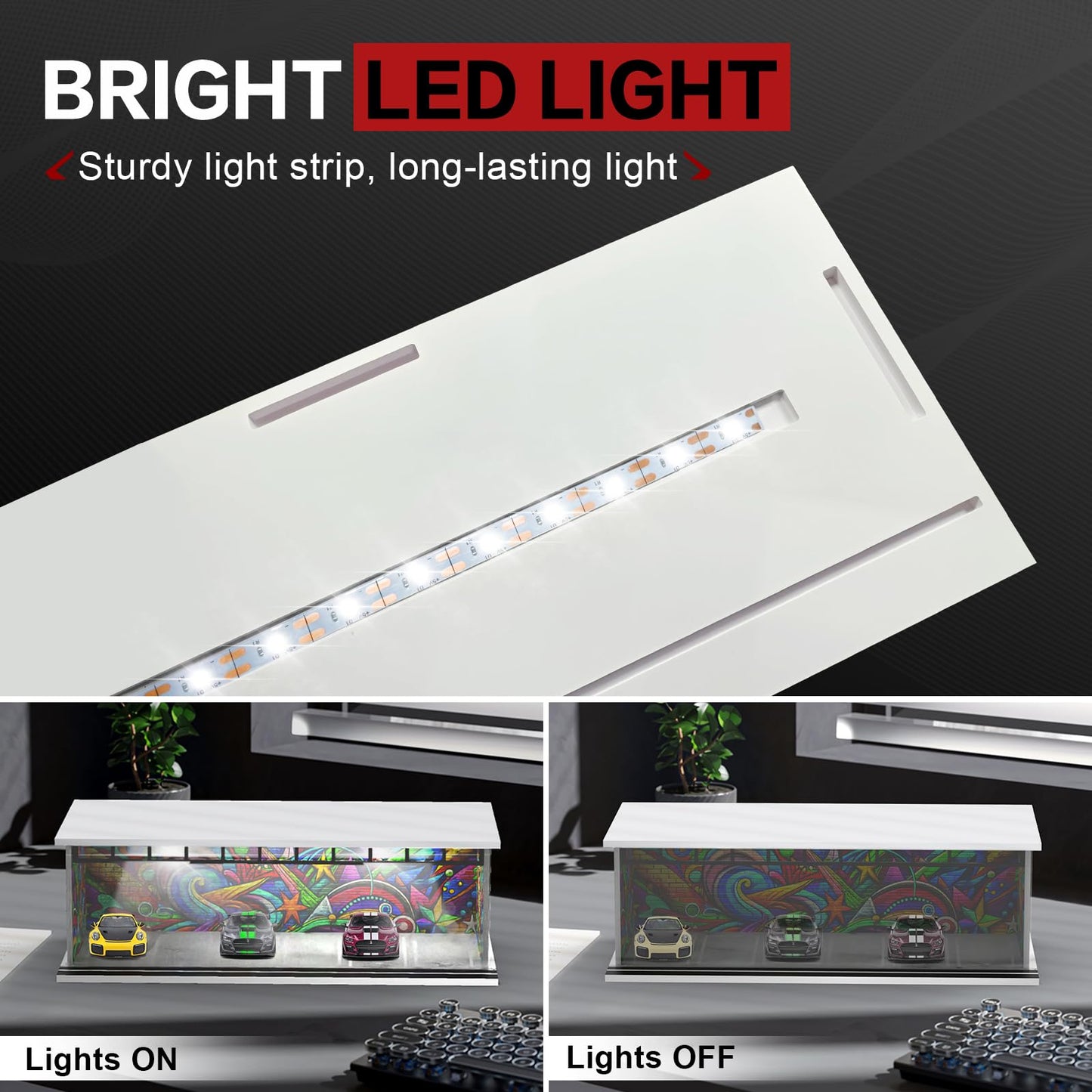 SAMYUCHO 1/64-Scale Diecast Display Case with LED Light – Stackable Acrylic Diorama for Cars