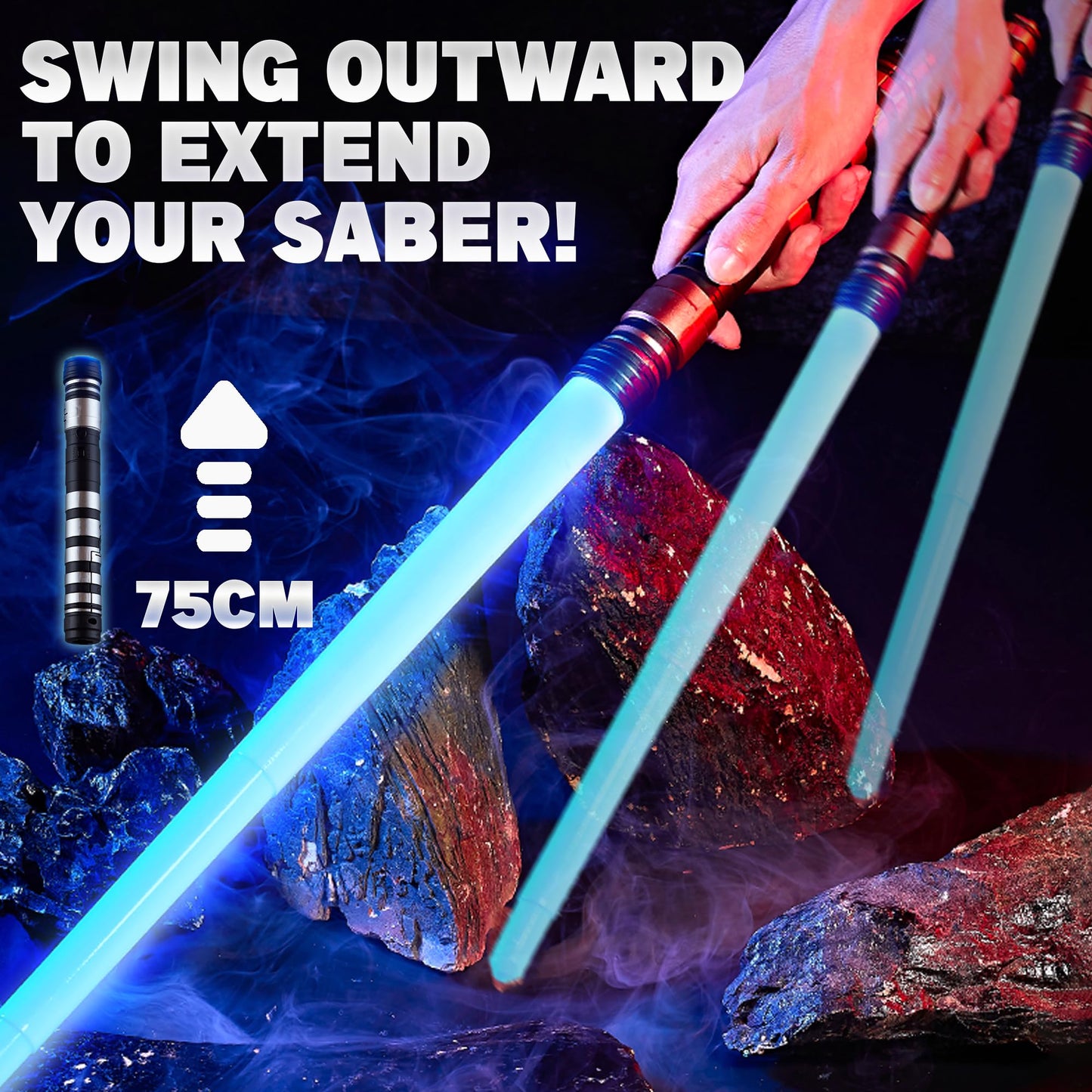 SANCO Light Up Sabers Set for Kids – 4 Pack, 7 Colors, FX Sound, Glasses & Wristbands