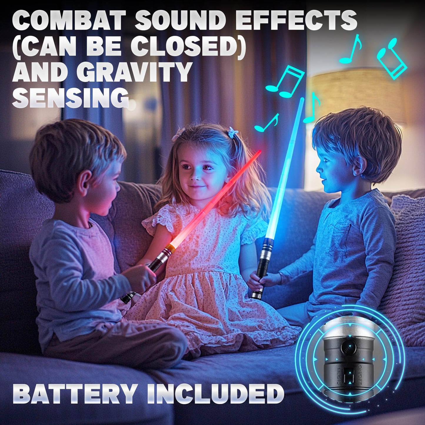 SANCO Light Up Sabers for Kids – 4 Pack, 7 Colors, FX Sound, Retractable Glow Swords