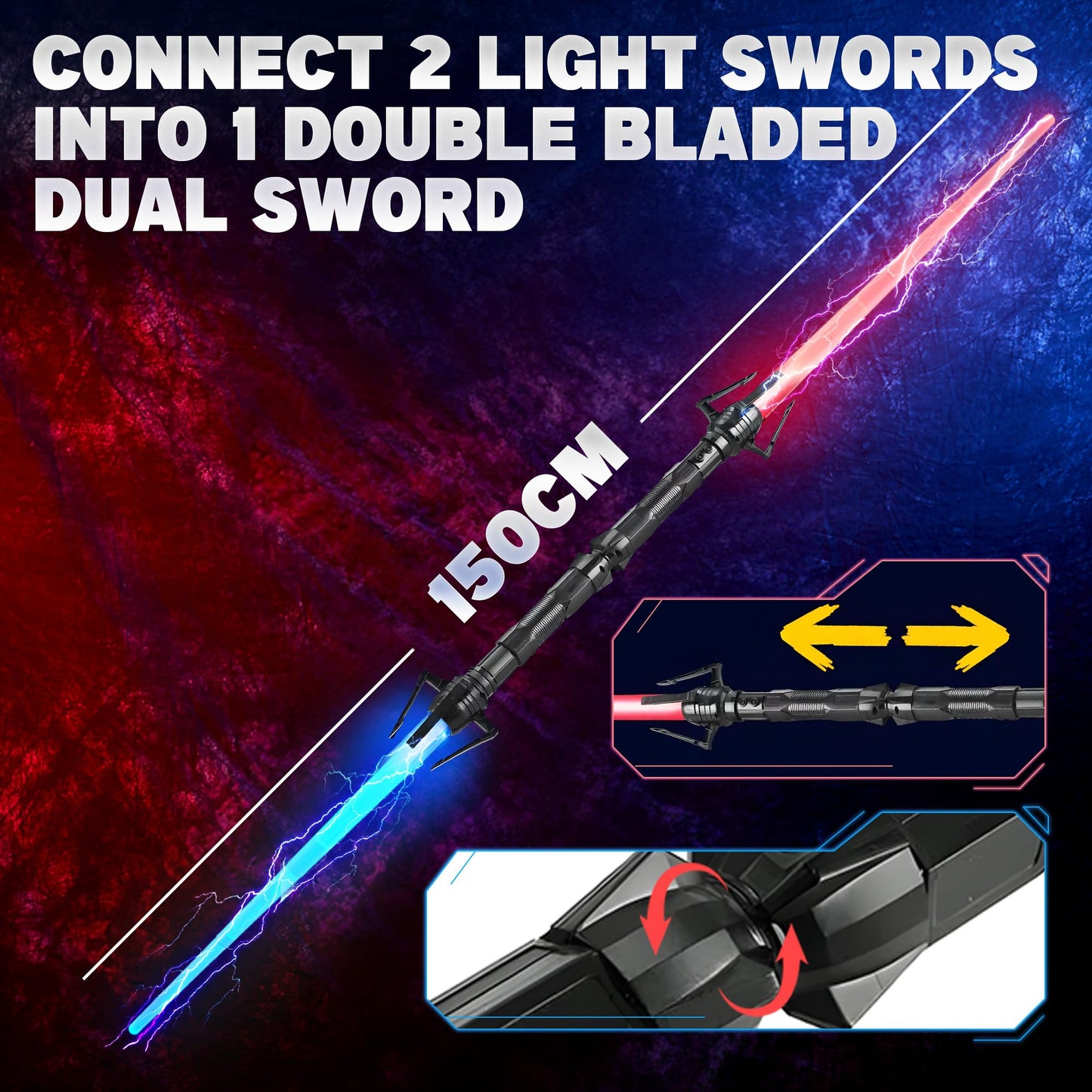 SANCO Light Up Sabers Set for Kids — 4 Pack, 7 Colors, Retractable Swords + LED Glasses & Wristbands