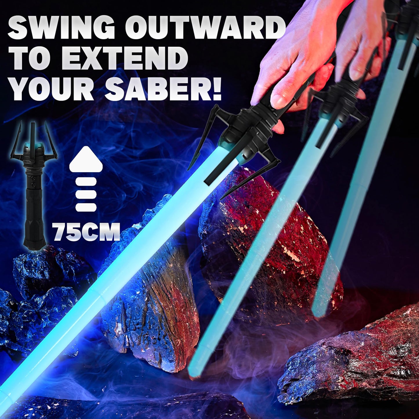 SANCO Light Up Sabers Set for Kids — 4 Pack, 7 Colors, Retractable Swords + LED Glasses & Wristbands