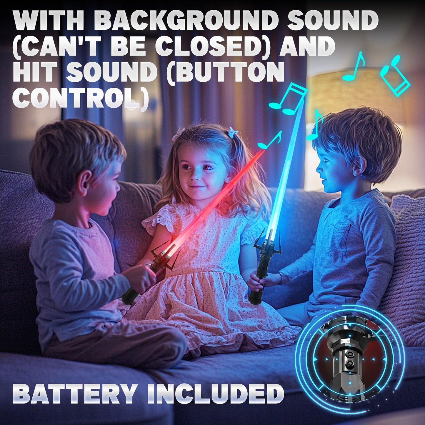 SANCO Light Up Sabers Set for Kids — 4 Pack, 7 Colors, Retractable Swords + LED Glasses & Wristbands