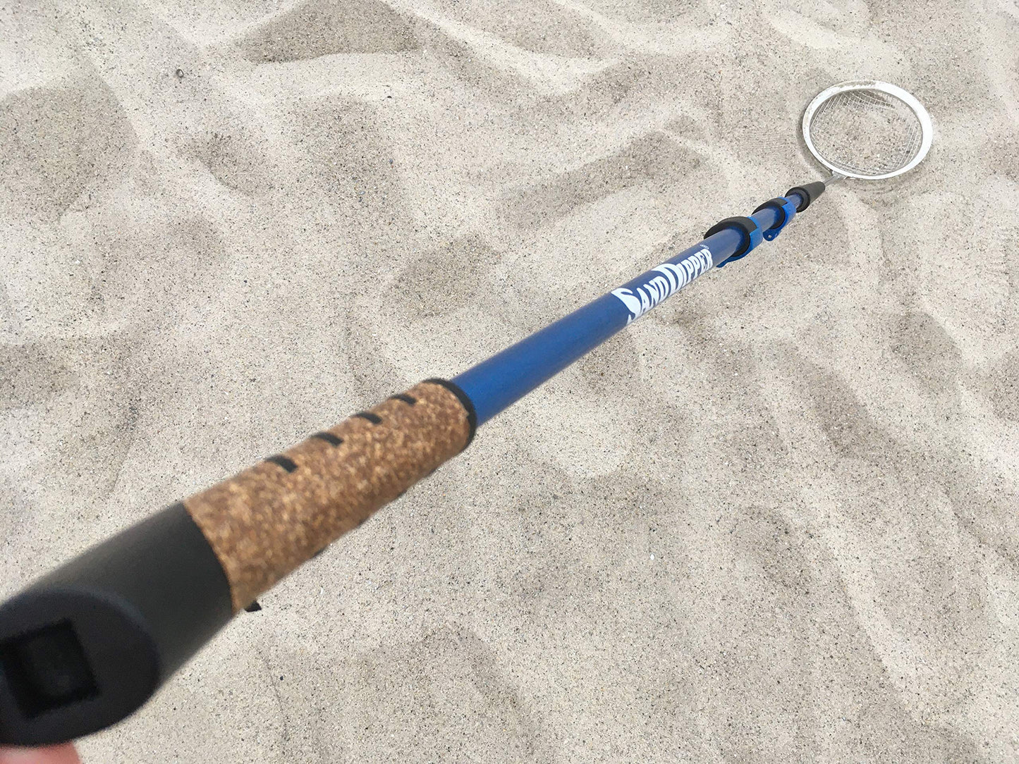 Sand Dipper Full-Size Beach Scoop Shovel & Sifter – 6-Inch Basket, Adjustable Pole, Blue