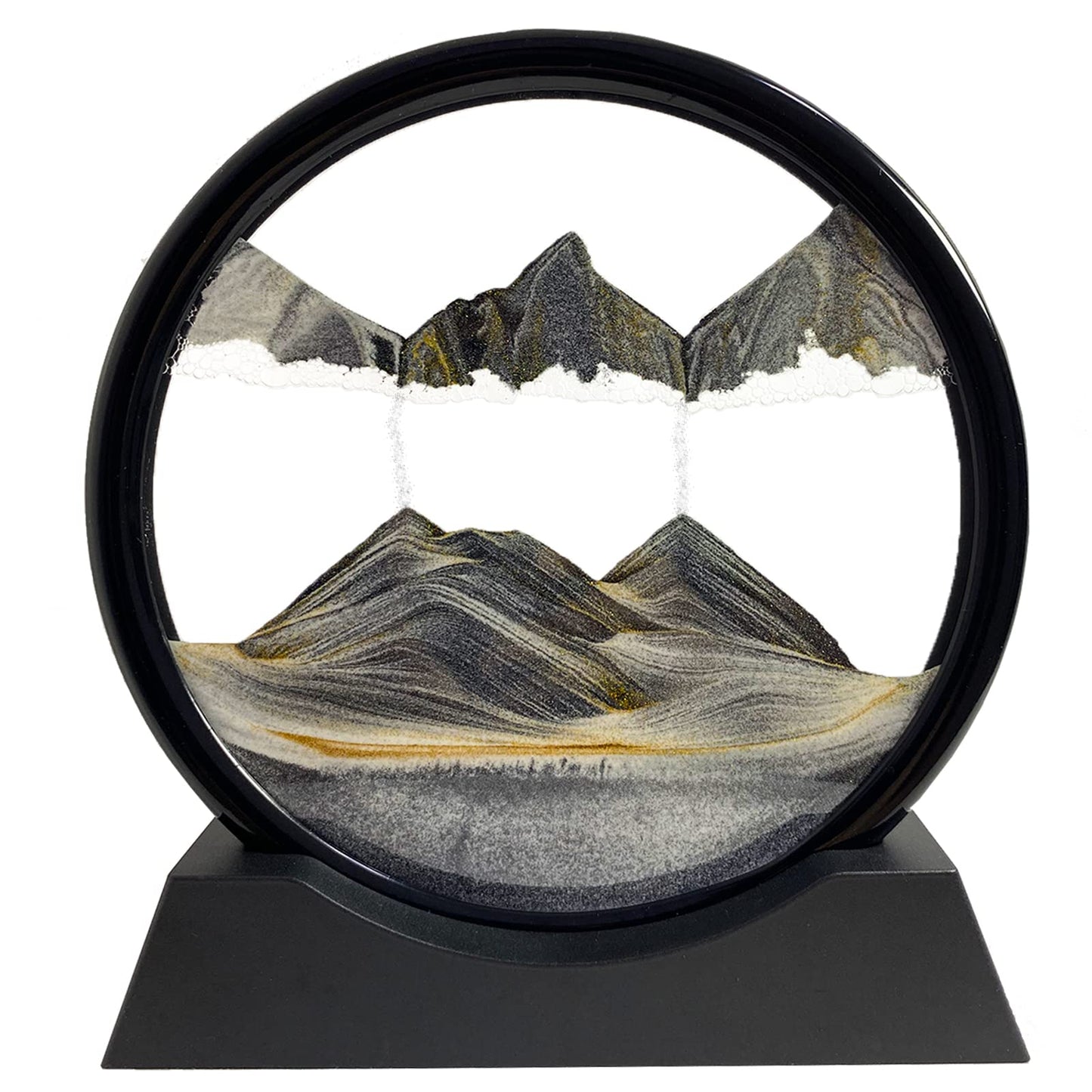 SANDCLE Moving Sand Art Liquid Motion – 12-inch Round Glass Frame, 360° Flowing Sandscape Decor