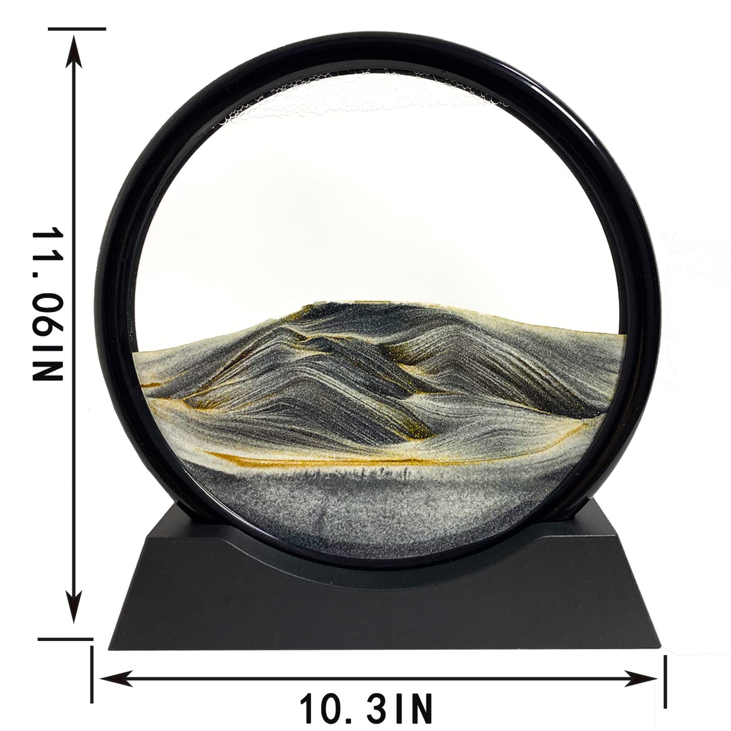 SANDCLE Moving Sand Art Liquid Motion – 12-inch Round Glass Frame, 360° Flowing Sandscape Decor