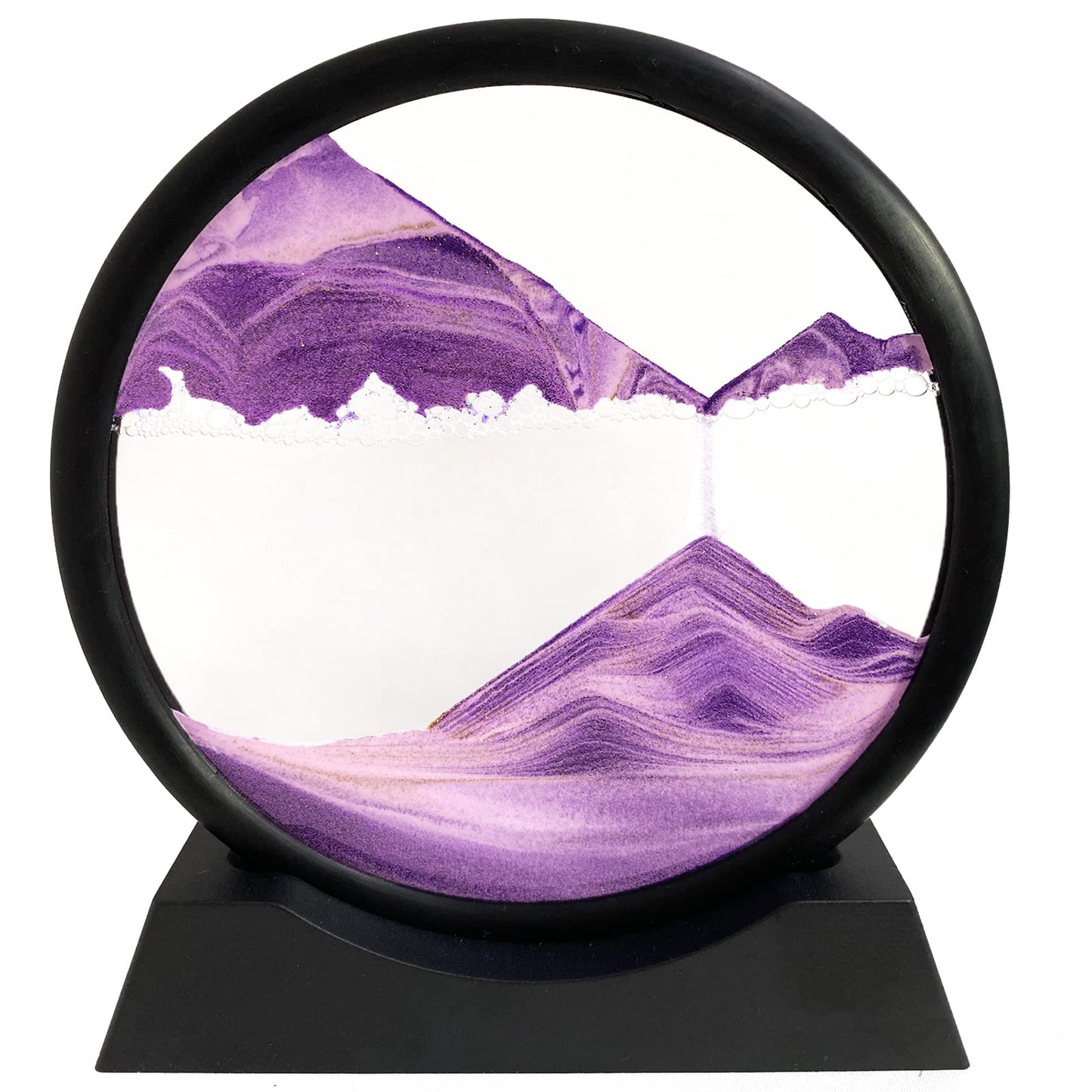SANDCLE Moving Sand Art Liquid Motion – 12-Inch Purple Round Glass Frame