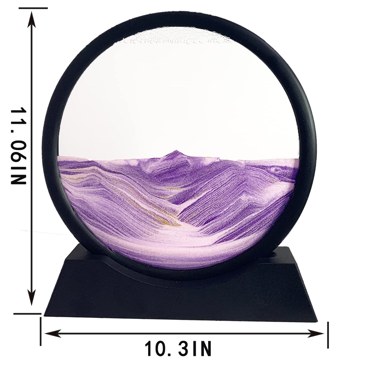 SANDCLE Moving Sand Art Liquid Motion – 12-Inch Purple Round Glass Frame