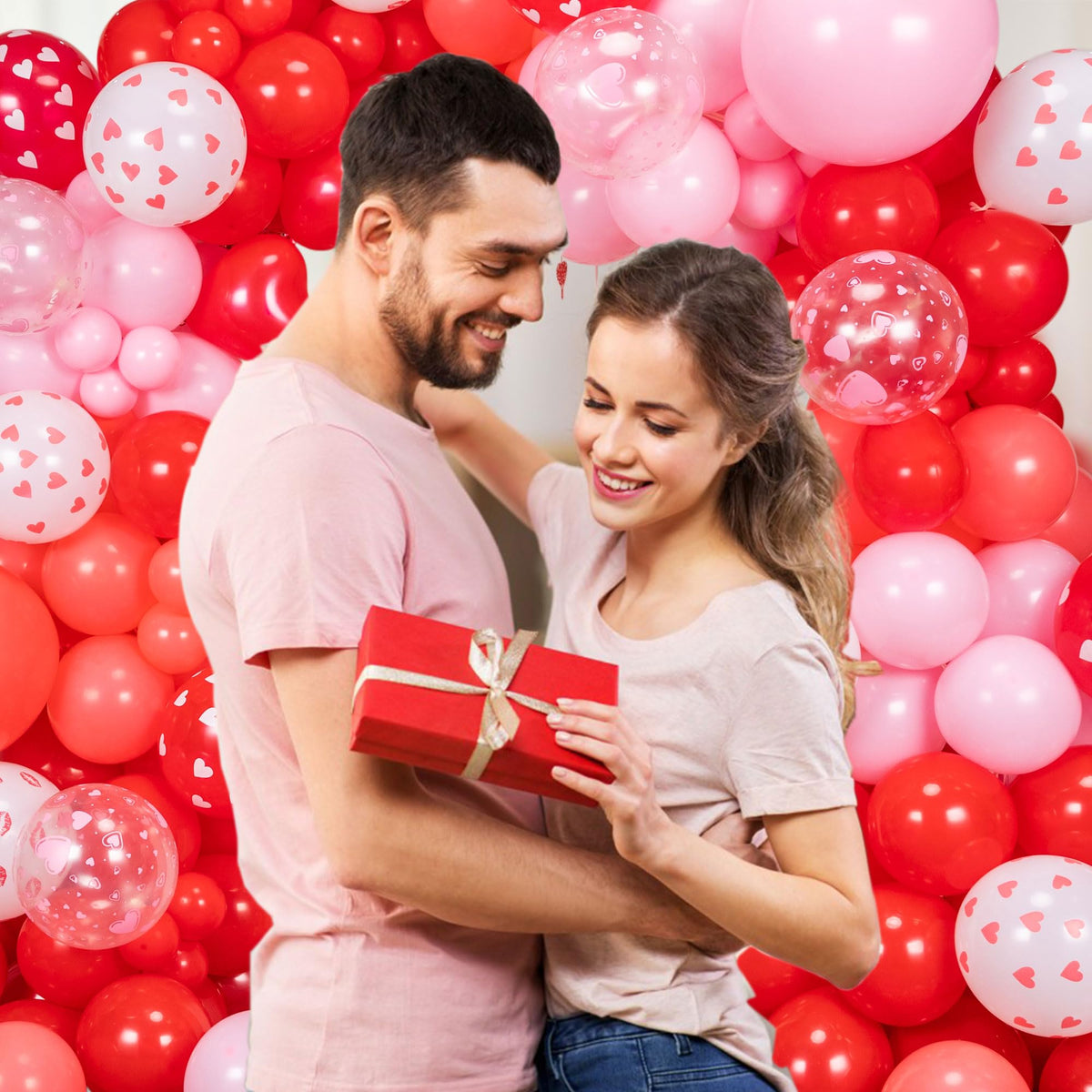 SANERYI 160pcs Valentine’s Balloon Arch Garland Kit – Red & Pink Hearts Backdrop (3.2x6 ft) for Weddings & Celebrations