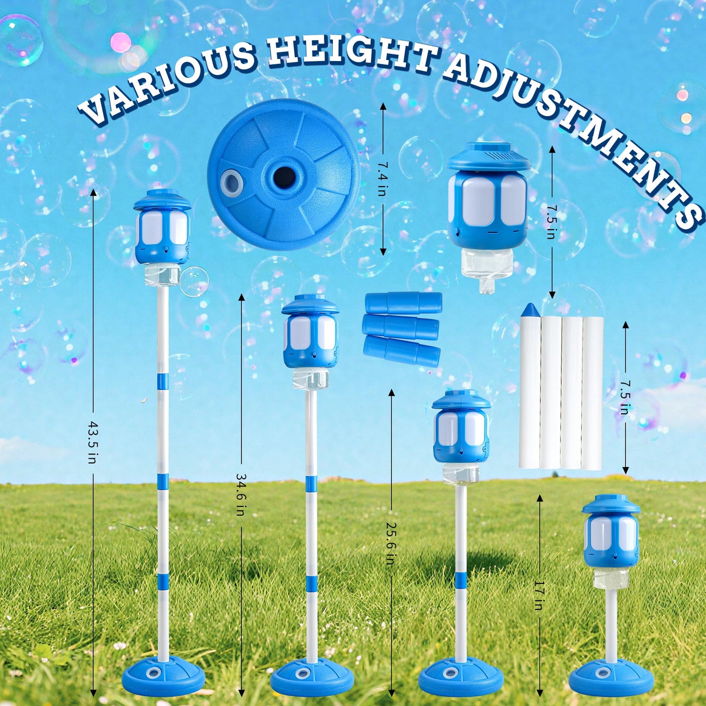SANGQAOFU Bubble Machine for Kids: Lights, Music & Standalone Outdoor Bubble Blower