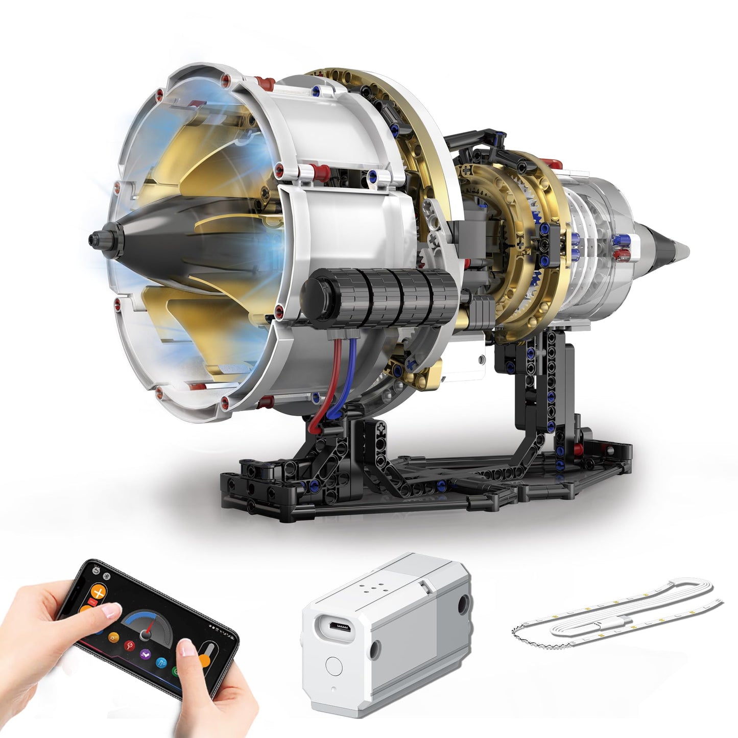 SANGQAOFU Jet Engine Model Kit – App-Controlled 564-Piece Building Set