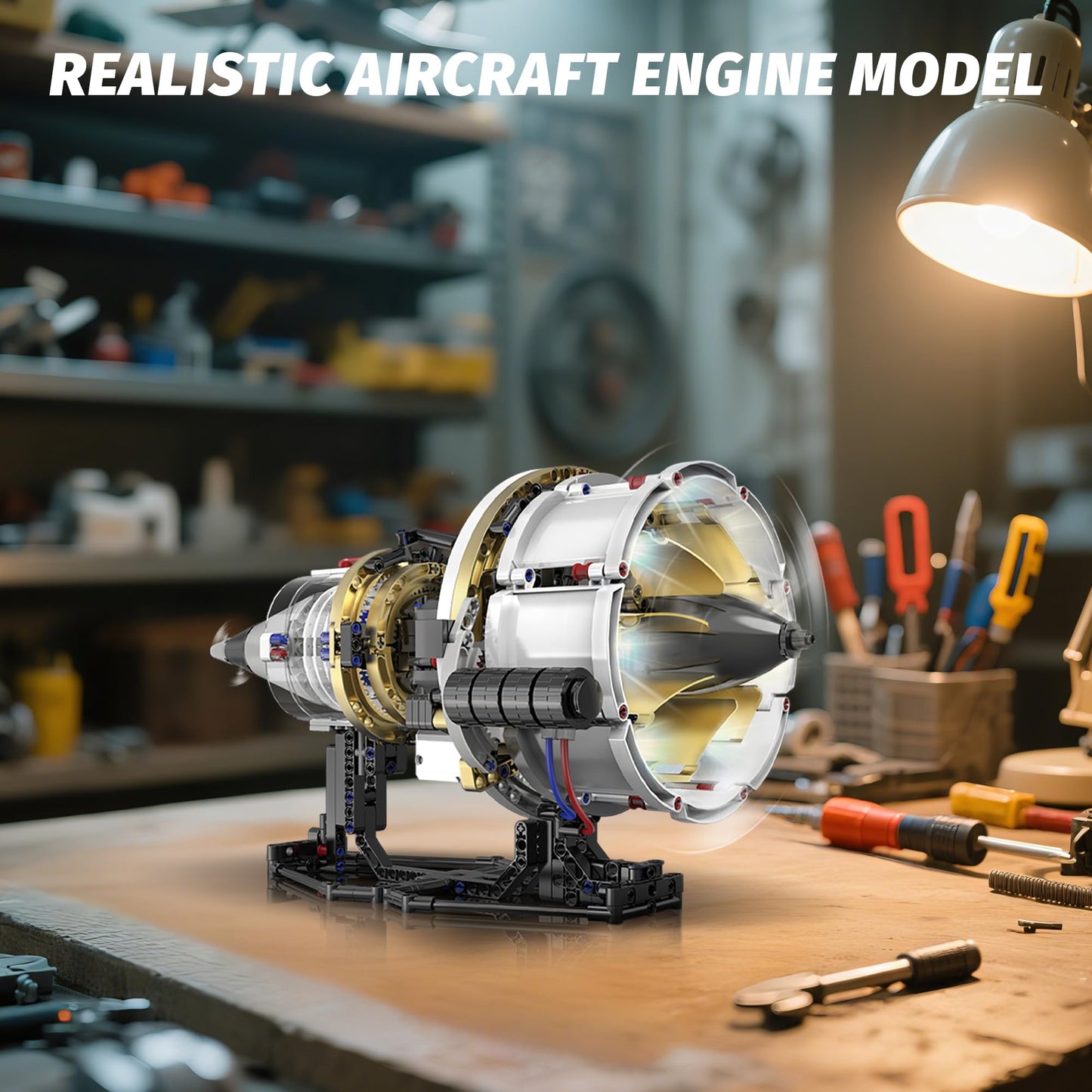 SANGQAOFU Jet Engine Model Kit – App-Controlled 564-Piece Building Set