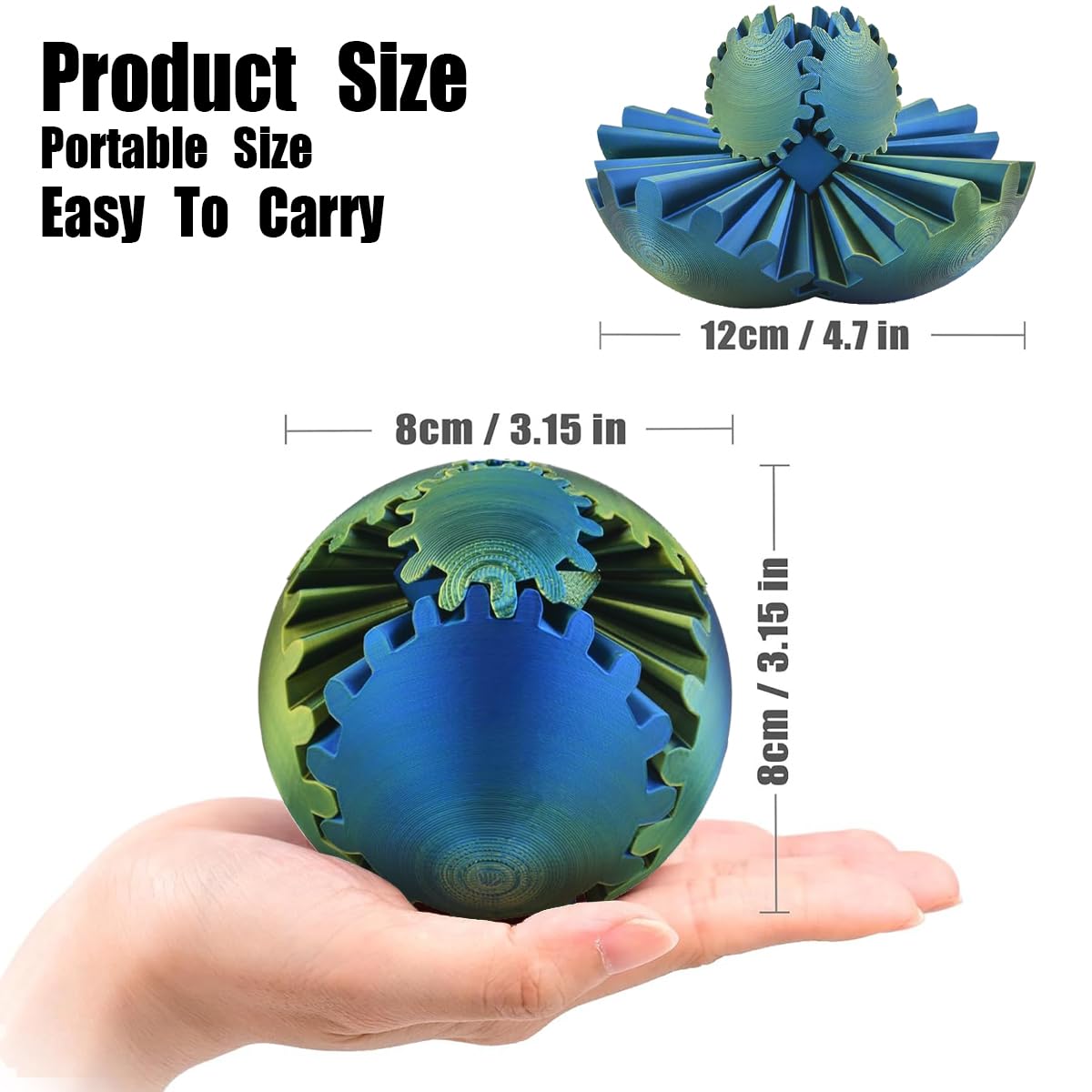 SANSGOUP Gear Sphere – 3D Printed Gearsphere Fidget Toy | Steampunk Whirling Ball for Focus and Relaxation