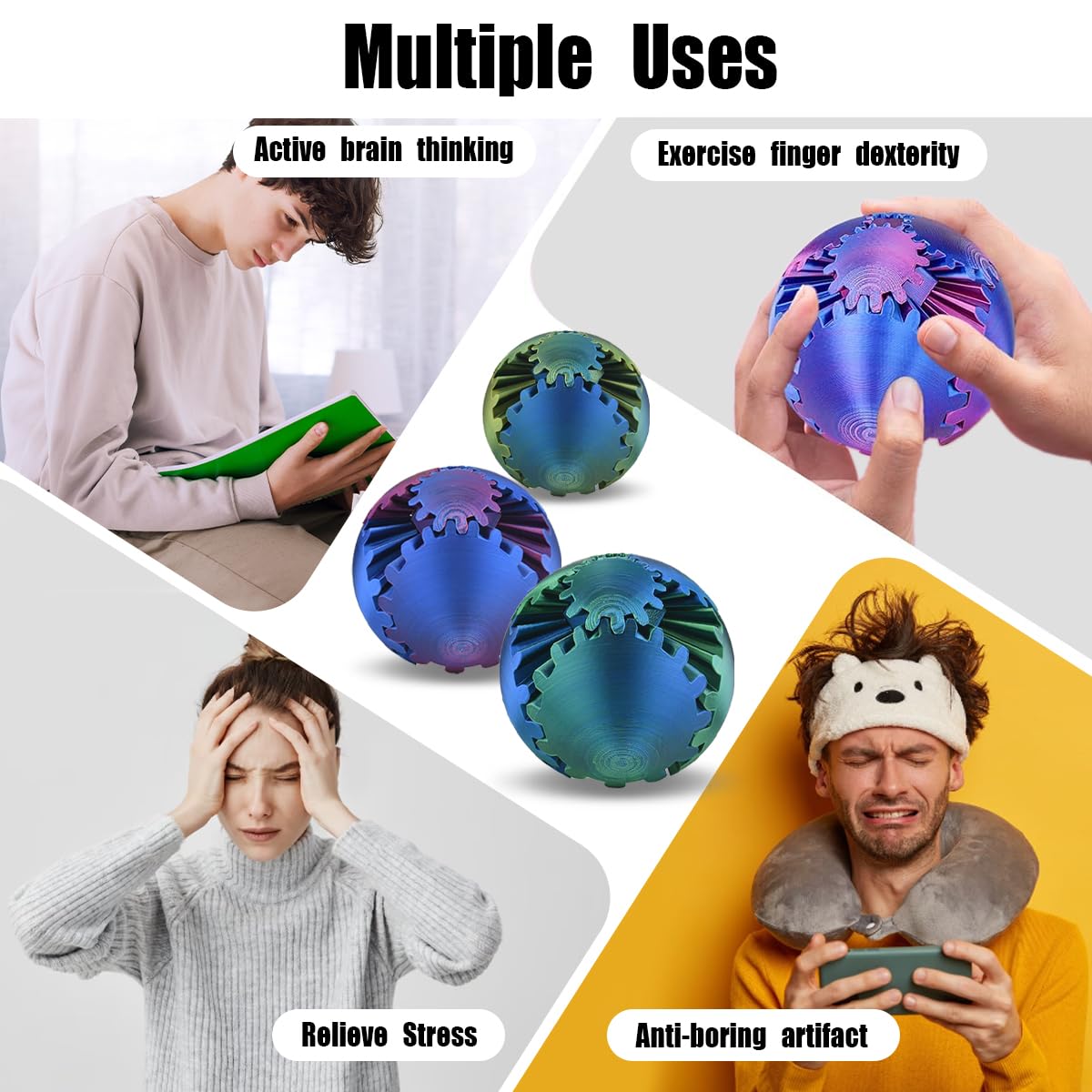 SANSGOUP Gear Sphere – 3D Printed Gearsphere Fidget Toy | Steampunk Whirling Ball for Focus and Relaxation