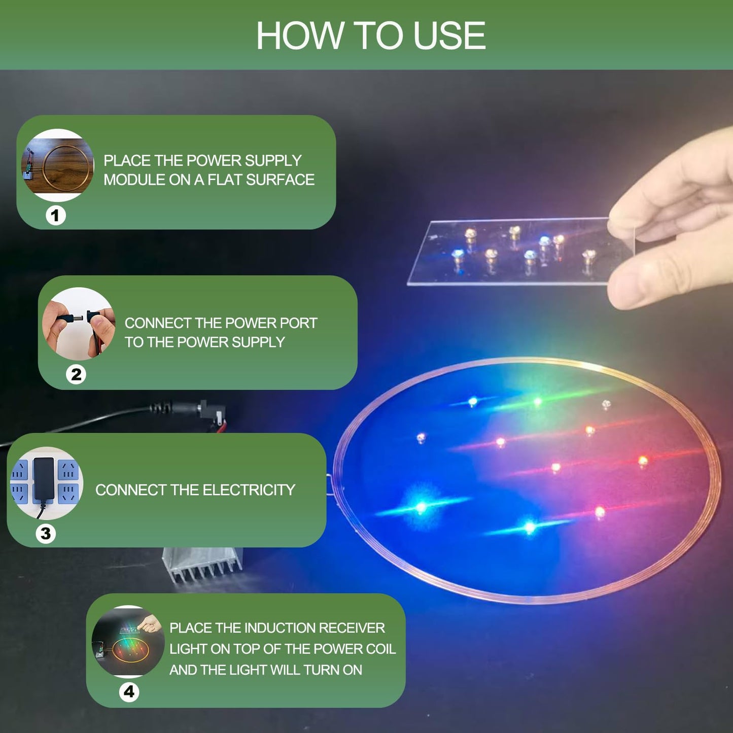 Sanjmonky Wireless Induction LED Color Light Module – 0-8in Sensing, 20 Color-Changing LEDs