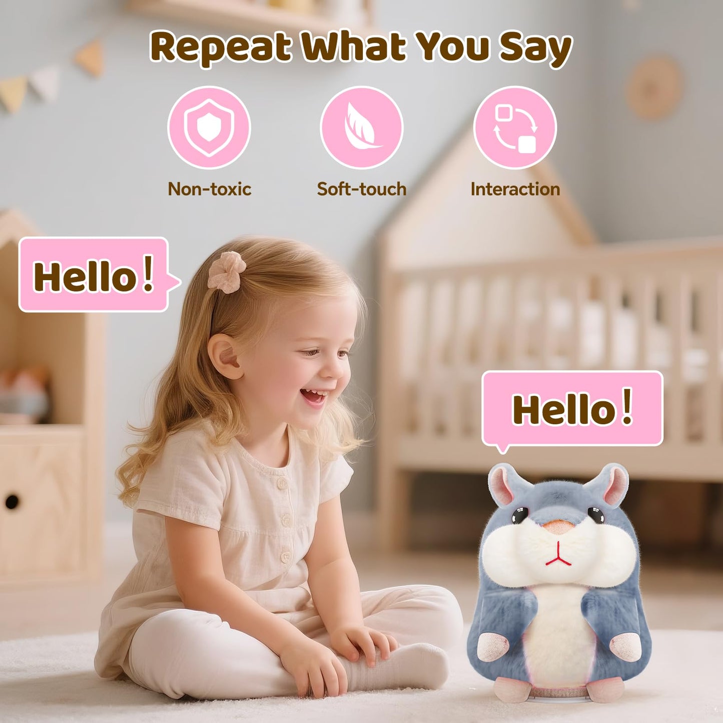 SANJOIN Talking Hamster Toy for Kids 2-4 — Repeats What You Say | CPC Certified
