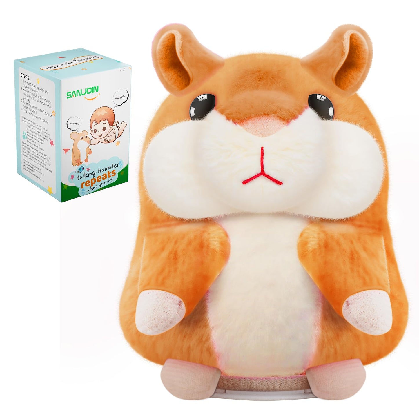 SANJOIN Talking Hamster Plush Toy for Kids — Repeats Your Voice | Interactive 6.5 in Brown Plush