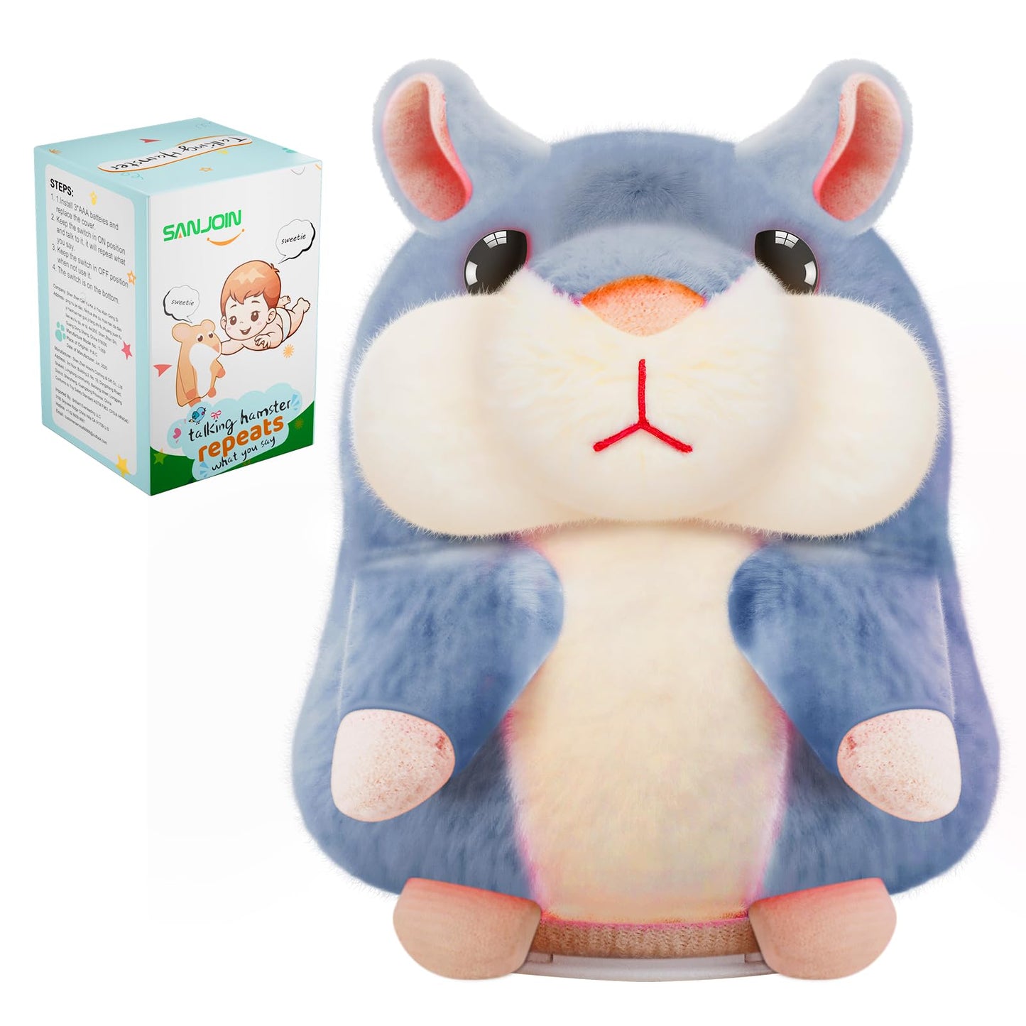 SANJOIN Talking Hamster Toy for Kids 2-4 — Repeats What You Say | CPC Certified