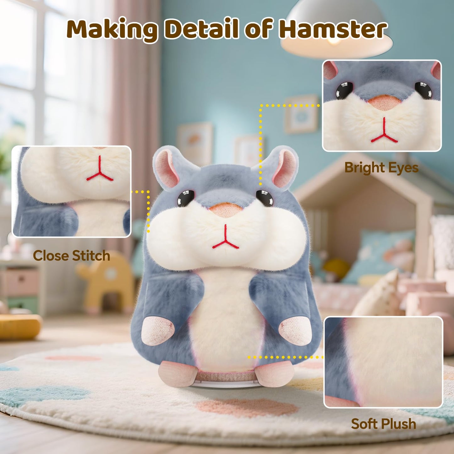 SANJOIN Talking Hamster Toy for Kids 2-4 — Repeats What You Say | CPC Certified