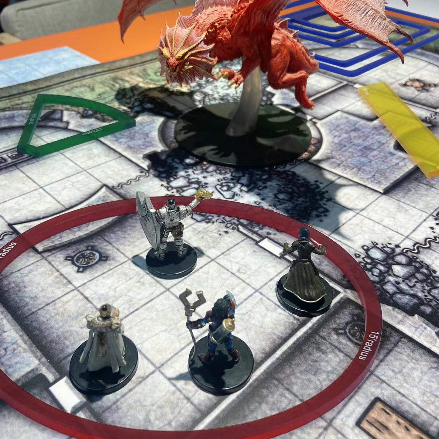 SANKOYO 15-Piece Area of Effect Spell Templates for DND | Acrylic AOE Template Set (Cube Circle Cone Line)