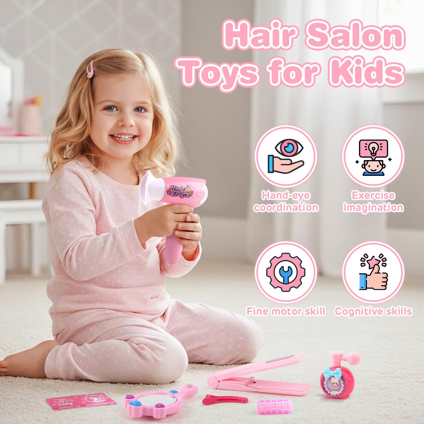 Sanlebi Hair Salon Toys – 25-Piece Pretend Play Set for Girls 3-6
