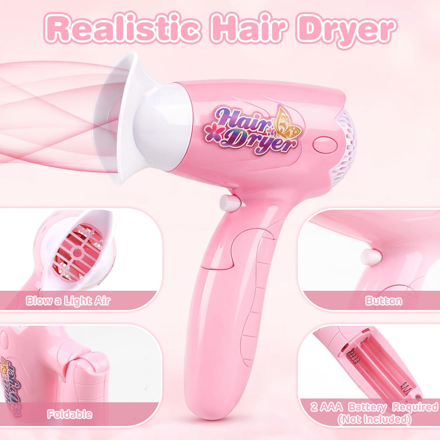 Sanlebi Hair Salon Toys – 25-Piece Pretend Play Set for Girls 3-6