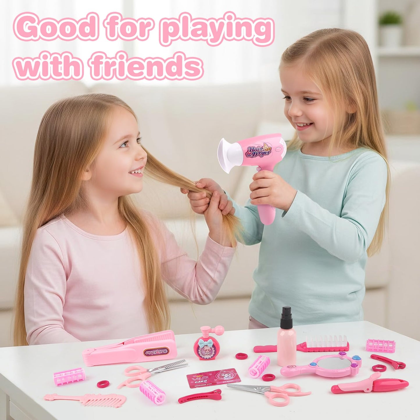 Sanlebi Hair Salon Toys – 25-Piece Pretend Play Set for Girls 3-6